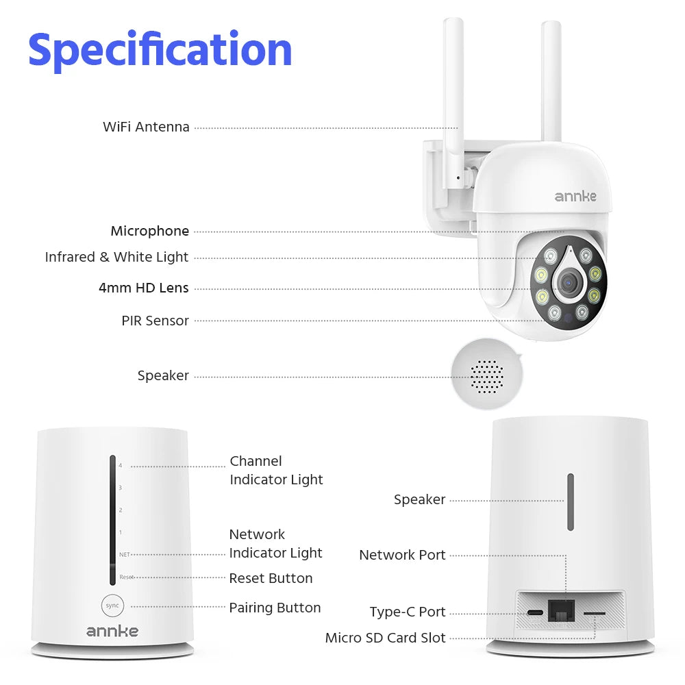 5MP WiFi PT Security Camera System with 4CH NVR