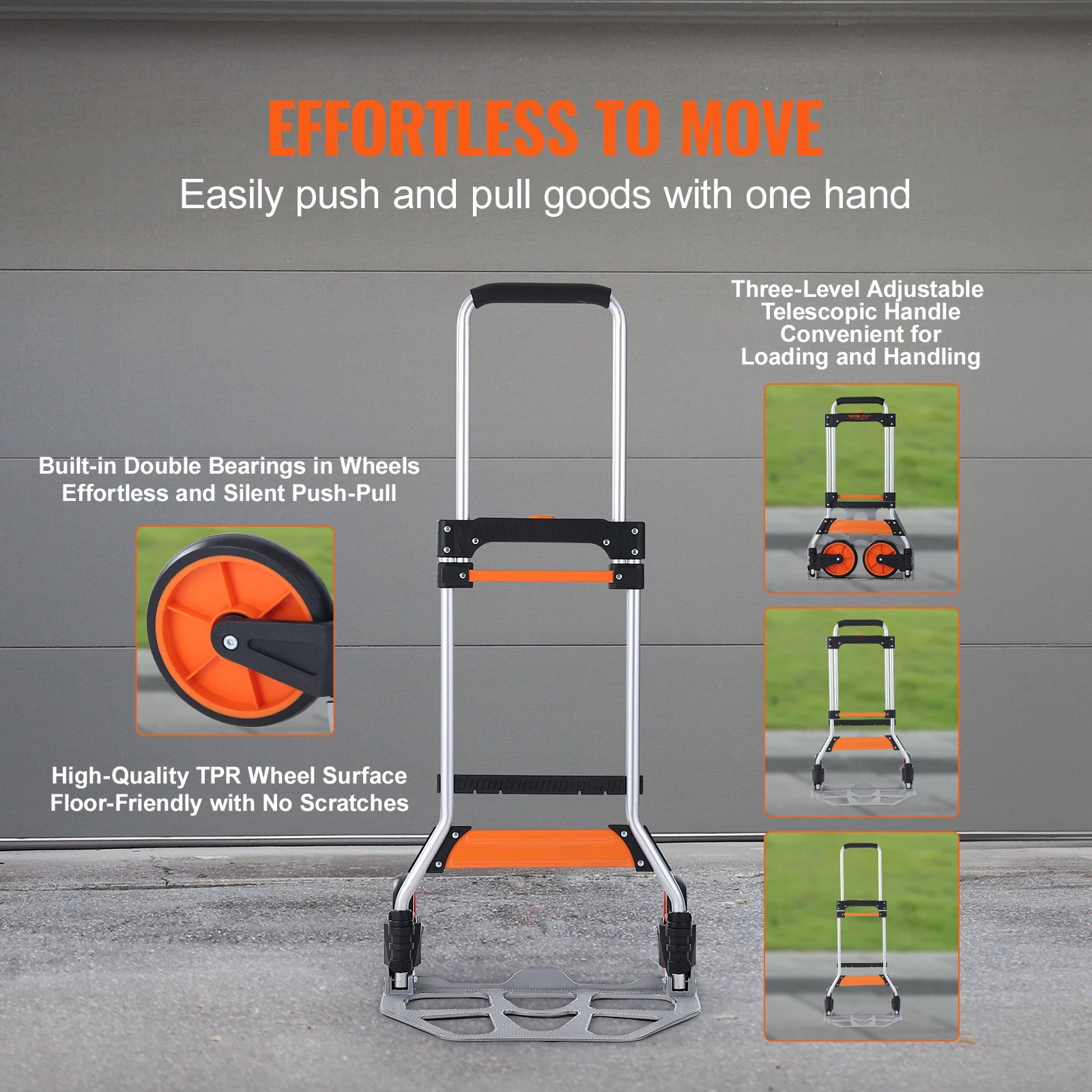 Folding Hand Truck Dolly with Telescoping Handle & 309 lb Capacity