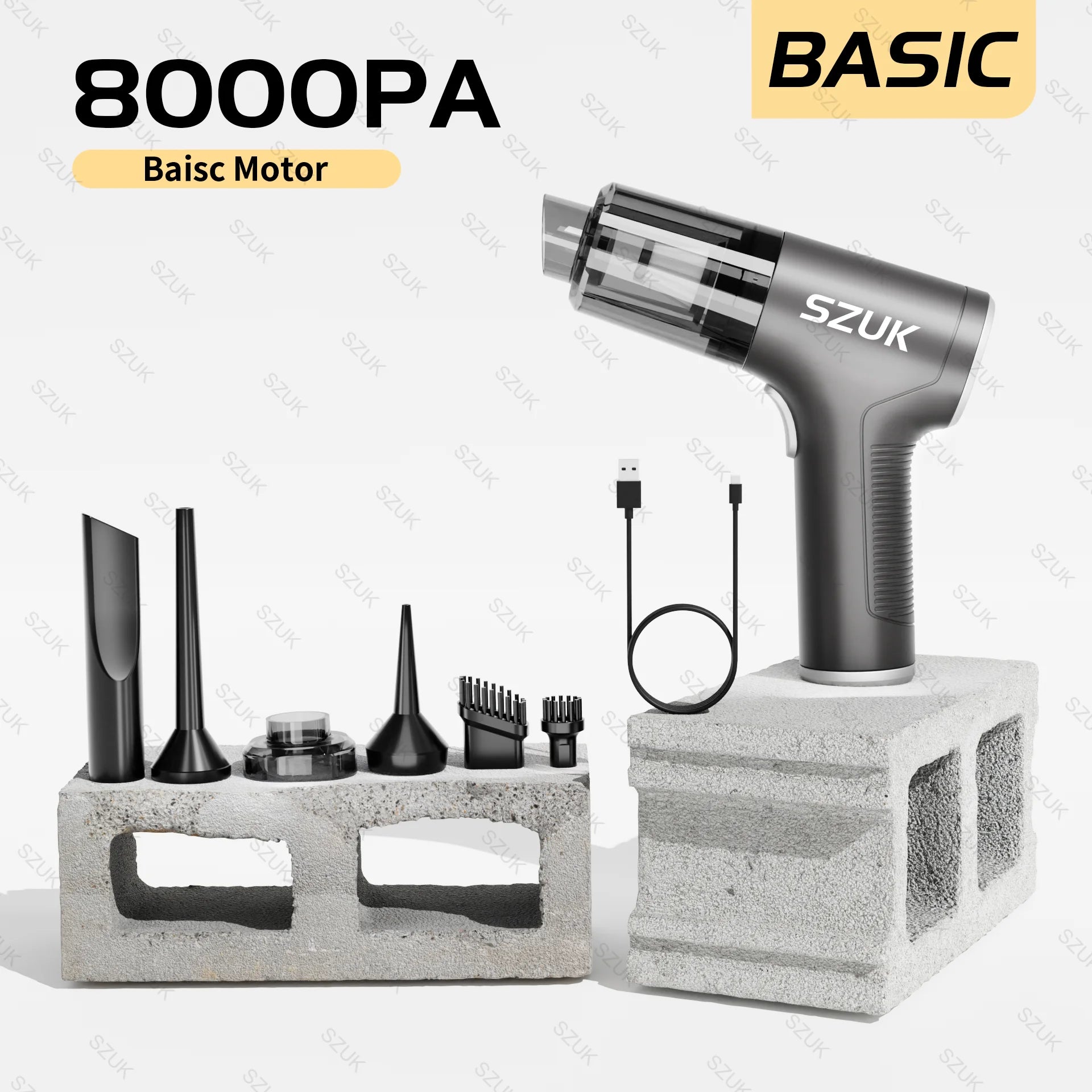 SZUK 98000PA Car Vacuum Cleaner Mini Powerful Cleaning Machine Strong Suction Handheld for Car  Wireless Portable Home Appliance 