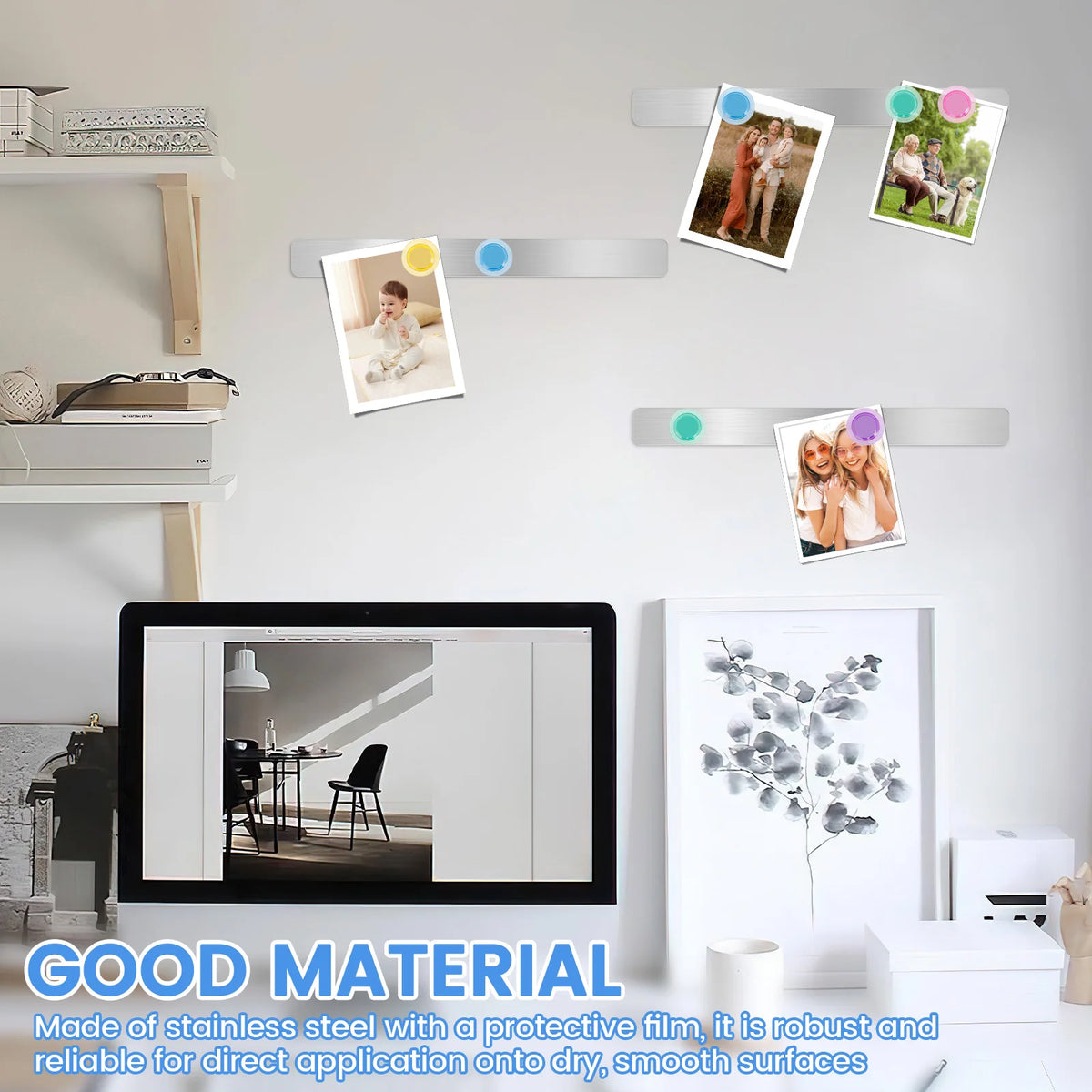 Magnetic Memo Strips, 8 Bars and 20 Magnets