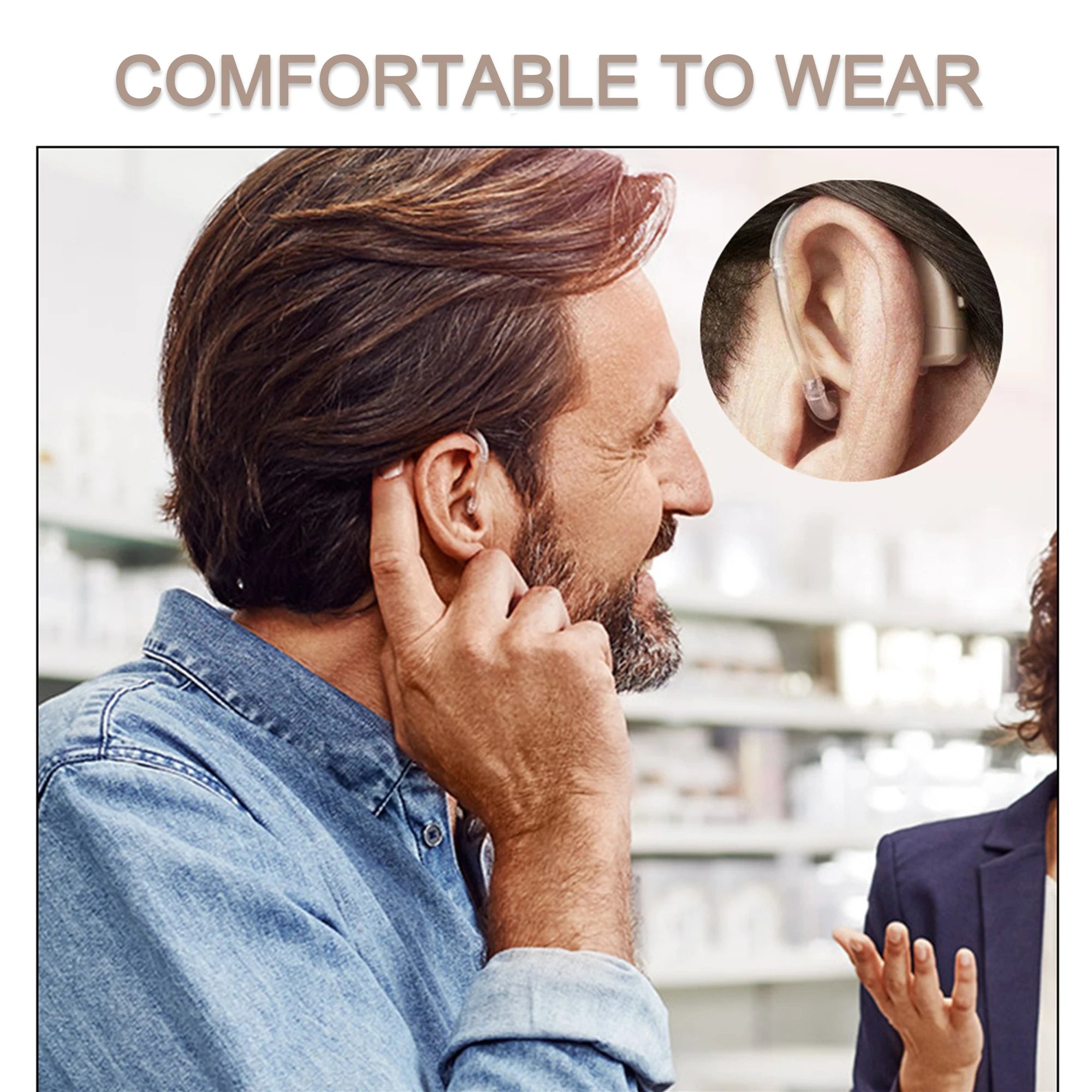 2024 Best Digital Hearing Aid BTE Adjustable Tone Sound Amplifier Portable Deaf Elderly digital Hearing Aids 