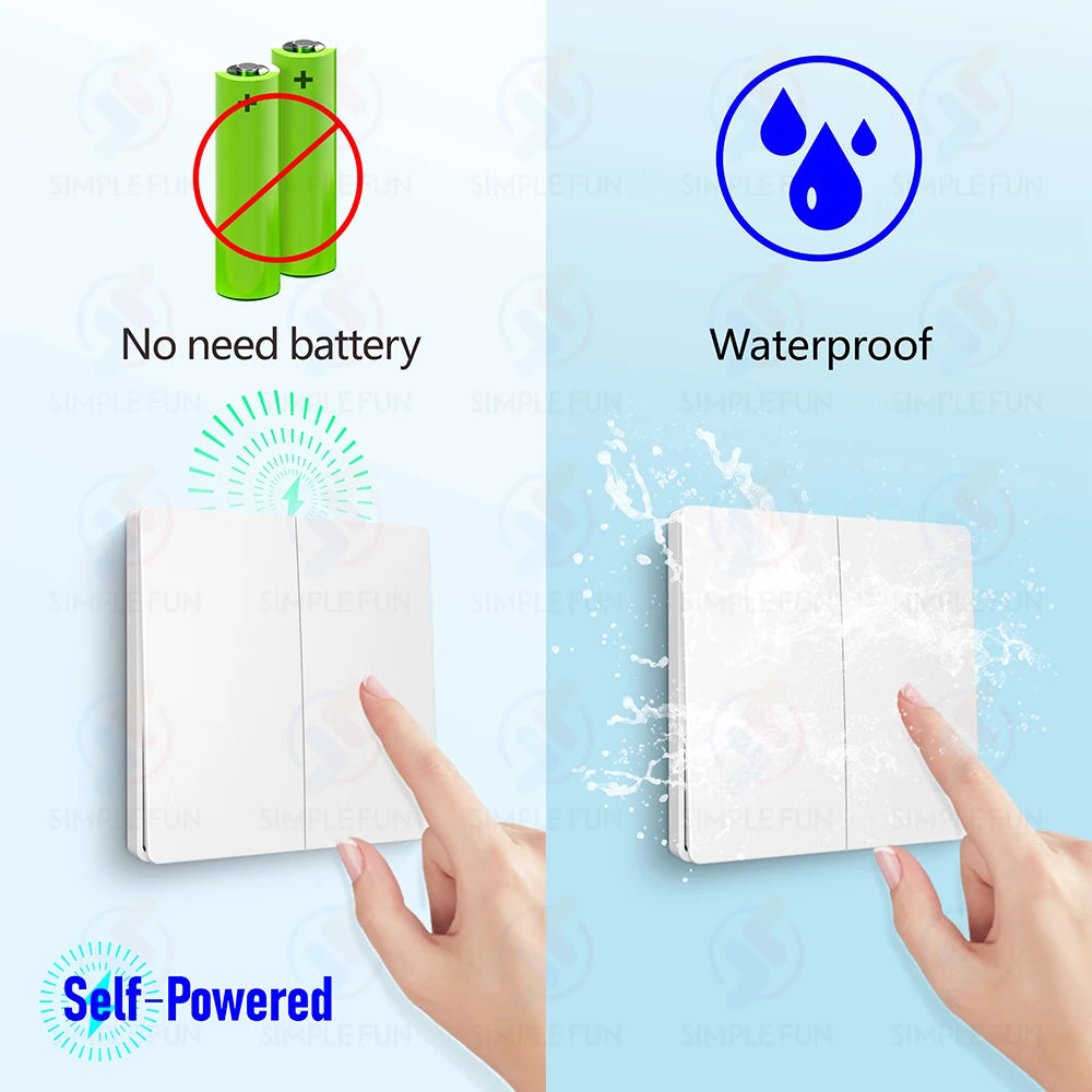 Mini RF Smart Light Switch 110V 220V 230V Self Power Wireless Wall Switch No Battery Support Power Restoration Status Setting