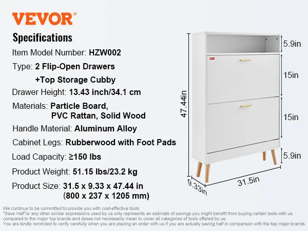 3-Drawer Flip Shoe Cabinet for Entryway Storage and Organization