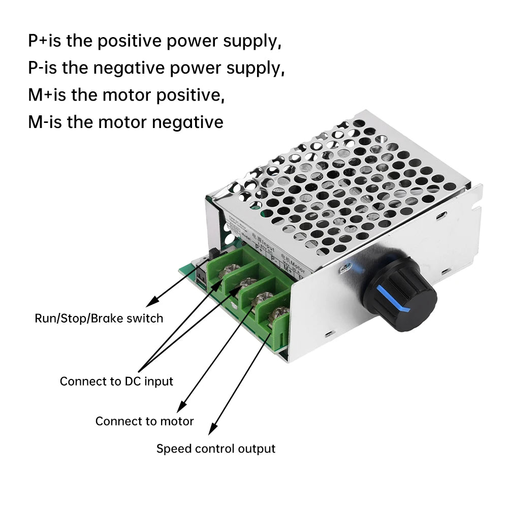 Contrôleur de vitesse PWM pour moteur à courant continu à balais, 7–70 V