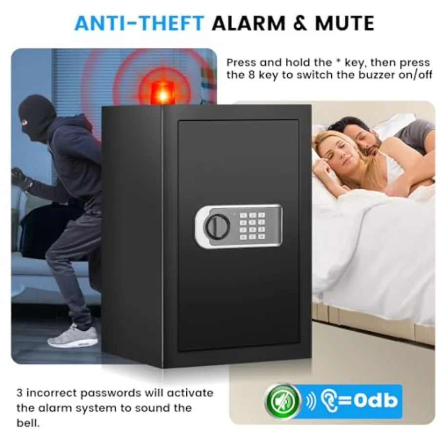 Steel Home Safe with Keypad, Fireproof Bag and Spare Keys