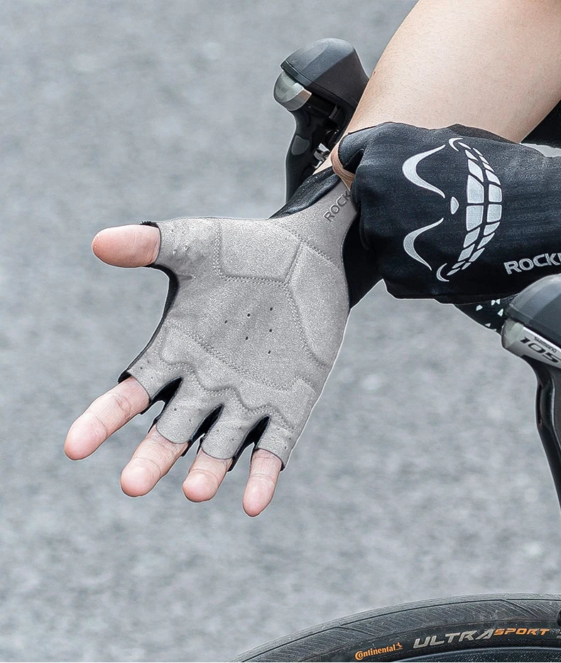 Guanti da ciclismo da donna con gel imbottito, mezze dita, traspiranti