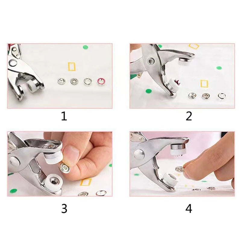 Snaps Buttons Pliers Set Snap Fasteners Kit Tool Sewing Buttons Press Studs Snap for Installing Clothes Bags 