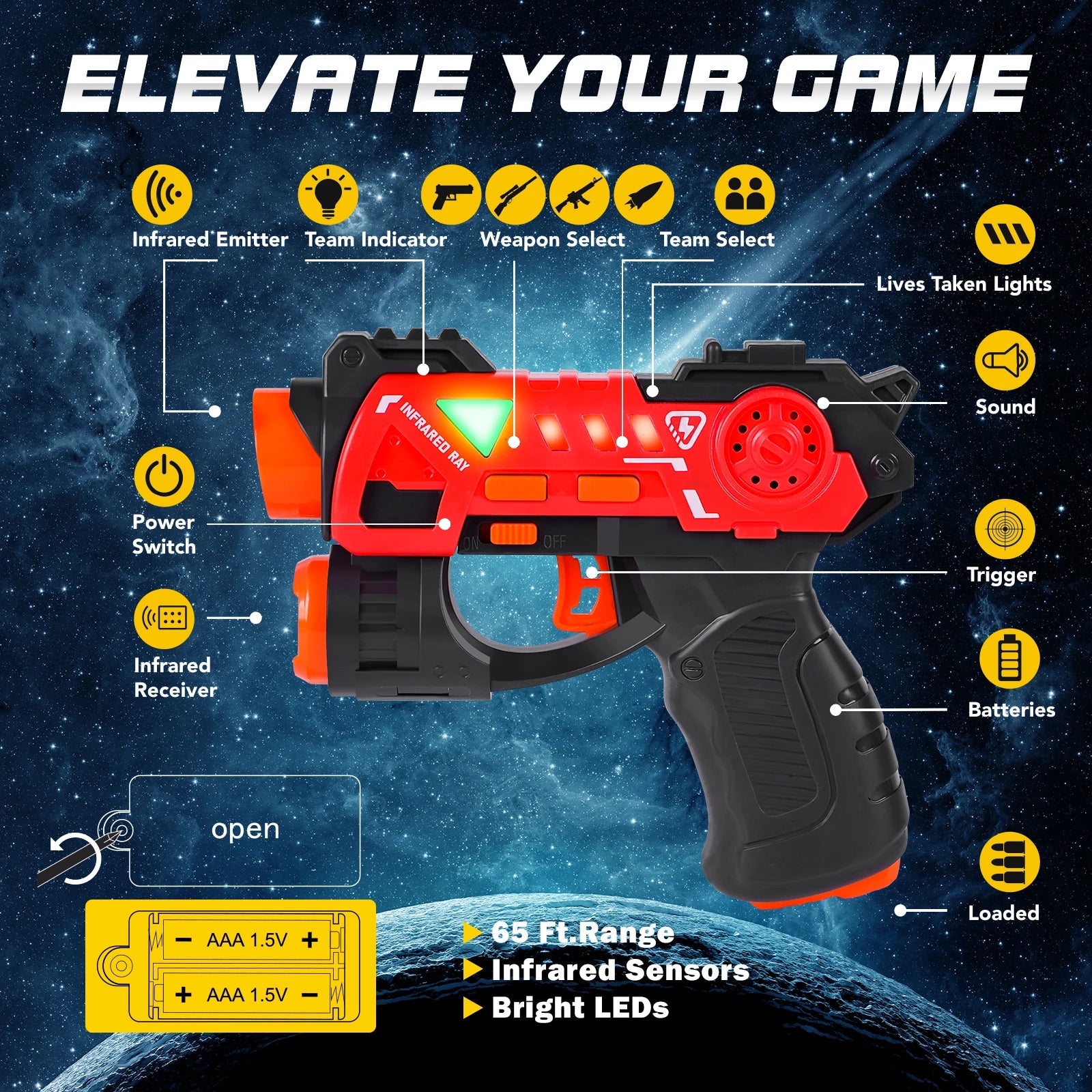 VATOS Mini Laser Tag Guns Set for Kids with Badges