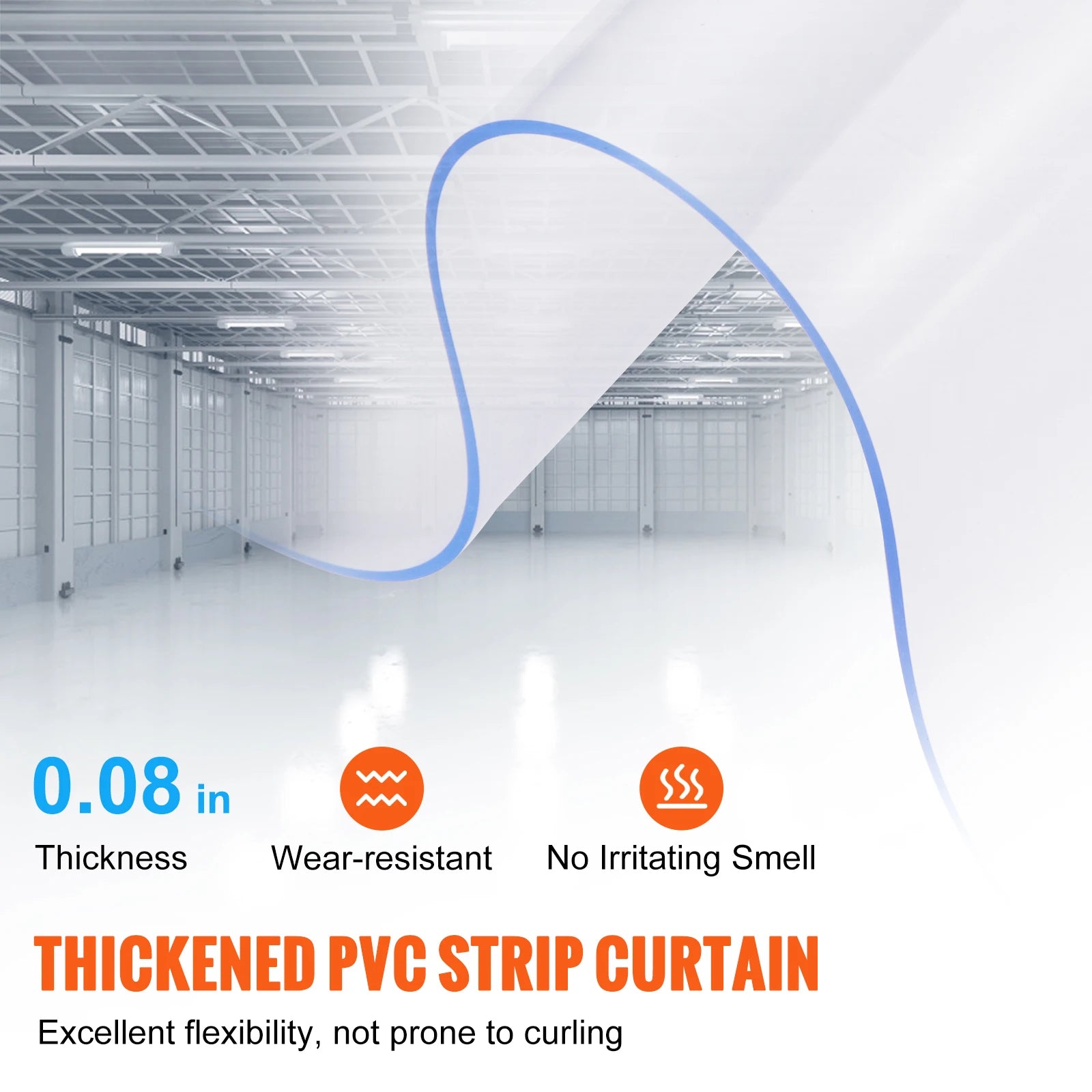 SucceBuy PVC klare strimmelgardin 84" x 38"/48"/60" Plastsluddreddende dør-/fryseskabe gardinhængsler til lager og hjem
