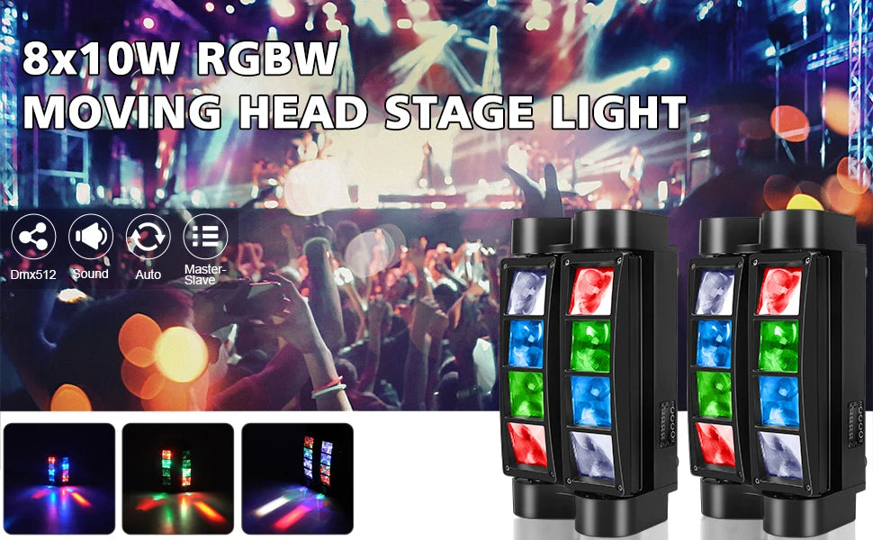 80W Mini Spider Moving Head Light RGBW LEDs DMX512