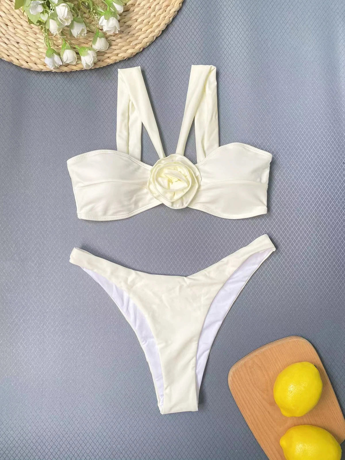 Dámský set bandeau bikin s vysokým pasem