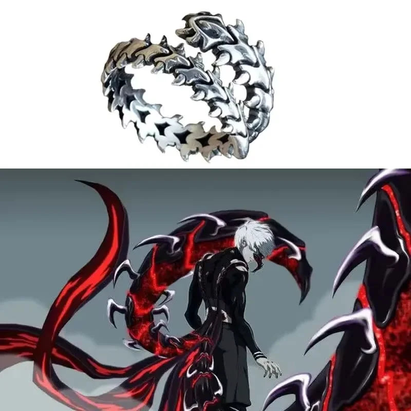 Anime Tokyo Ghoul Ring Kaneki Ken Cosplay Adjustable Opening Unisex Punk Jewelry Gift Prop Accessories 