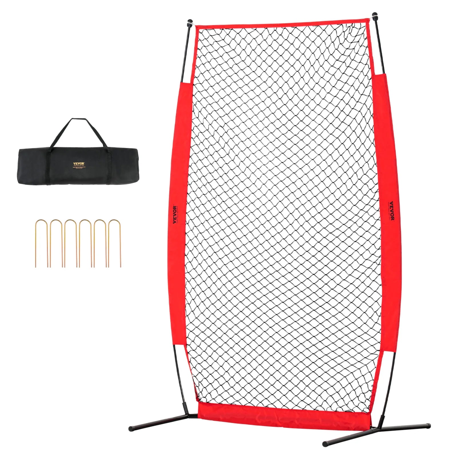 SucceBuy Baseball Screen for Batting CageBaseball & Softball Safety Screen Body Protector Portable Batting Screen Bag Red Black