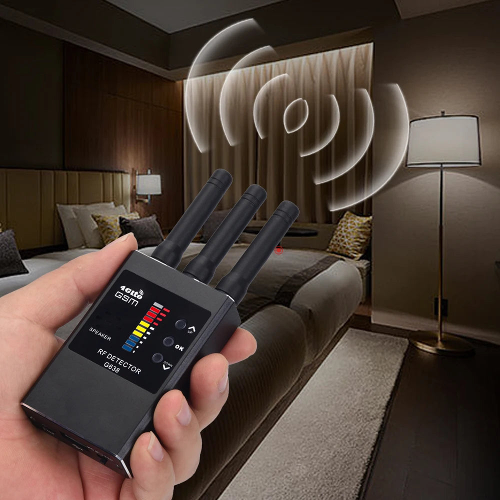 Portable G638 Professional Anti Spy Wireless RF Signal Detector, Hidden Camera Scanner, GPS Tracker, GSM Bug Finders