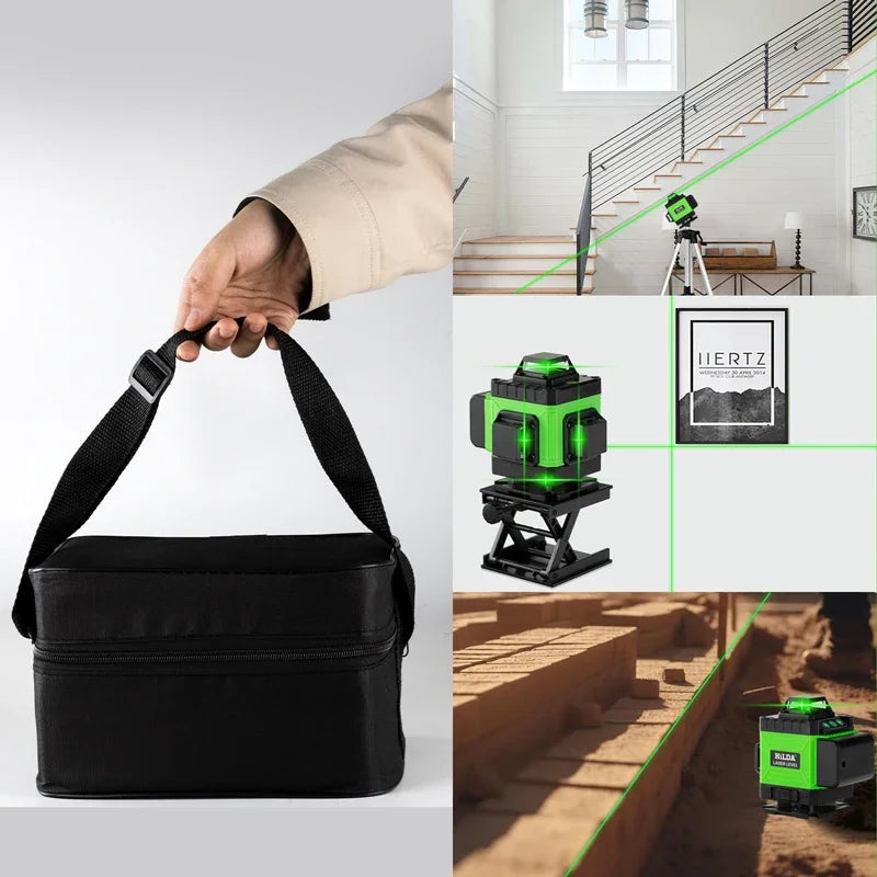 HILDA 4D 16 Lines Green Laser Level Self Leveling 360 Men Gift Horizontal and Vertical Cross Super Strong Green Laser Level 
