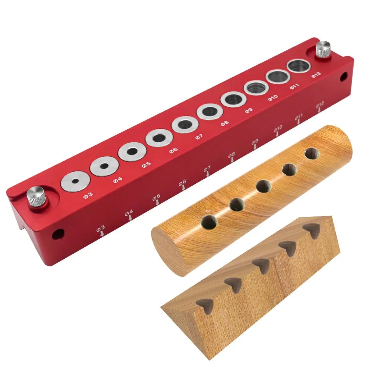 Aluminium selv-sentraliserende dowel boring jig – 3–12 mm