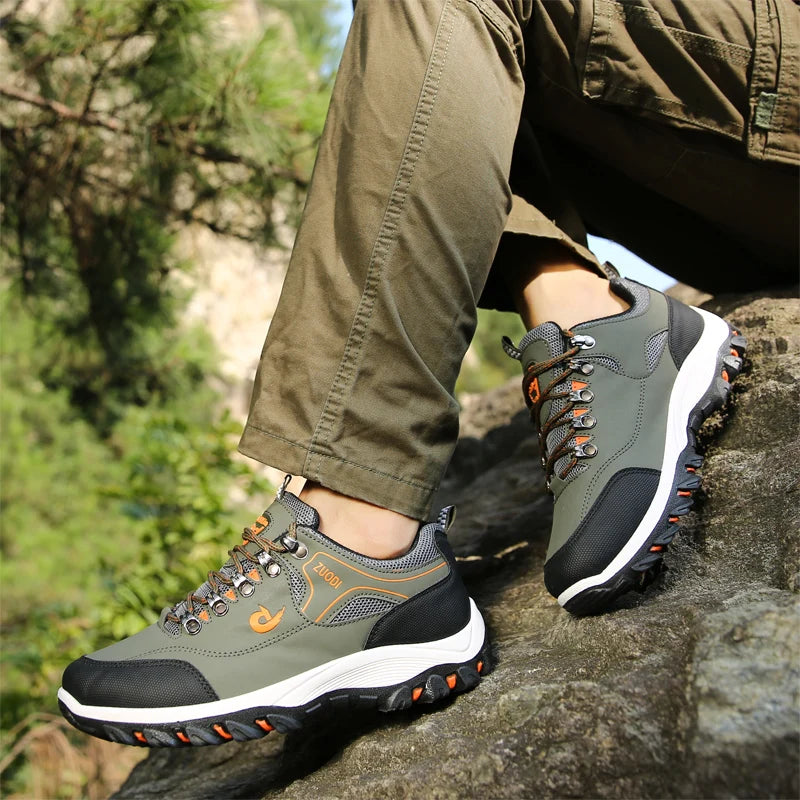 Autumn And Winter Models, Men's Waterproof Hiking Shoes, Outdoor PU Leather Sports Shoes, Wear-Resistant,  Walking, Tactical 