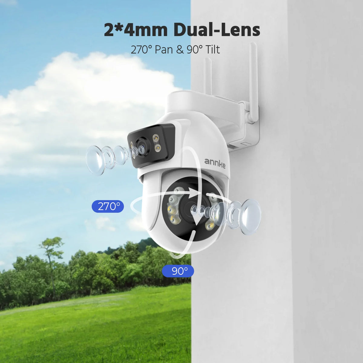 3 Inch PTZ Security Camera Dual Lens 5+5MP with 12X Optical Zoom