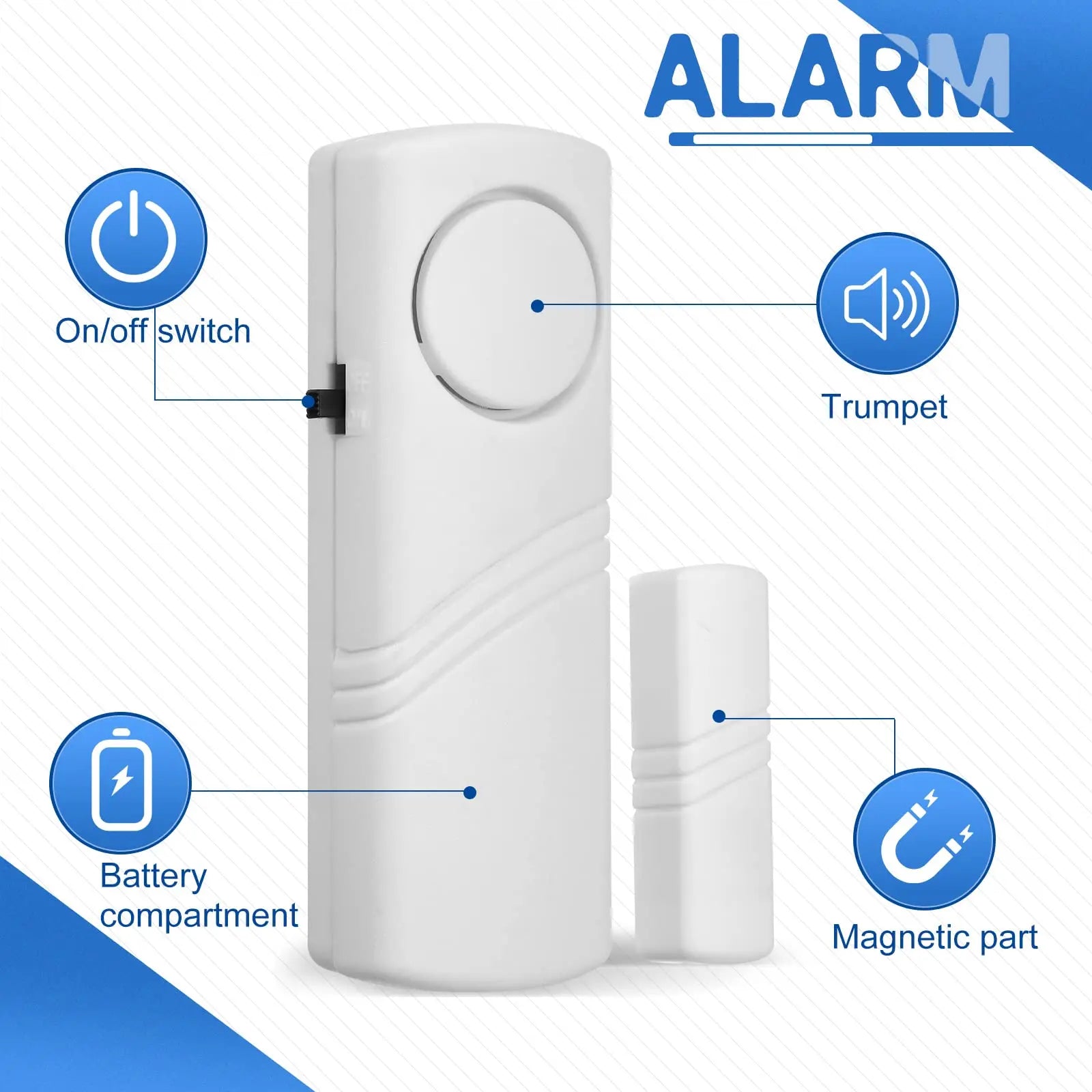 Wireless Door Window Sensor Alarm 95dB Anti-Theft Contact