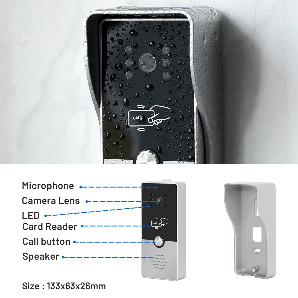 Indomita Wired Video Intercom System,Outdoor Door Phone Street Call Panel RFID Doorbell, Electronic Lock,Support AC 100V-240V Spy-shop.com