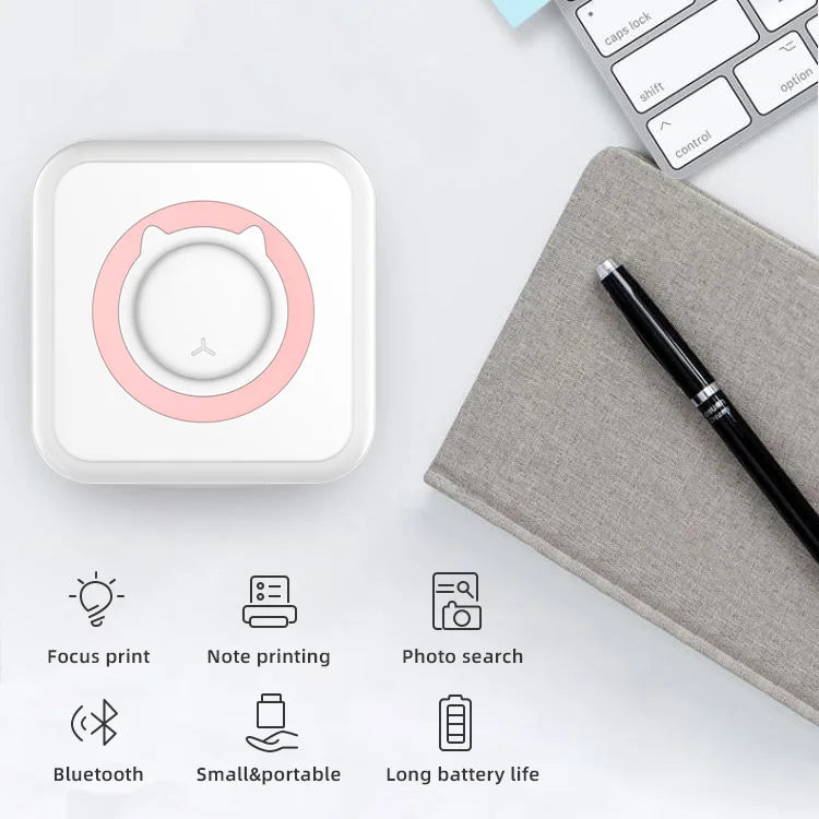 Portable Mini Thermal Printer Wirelessly BT 203dpi Photo Label Memo Wrong Question Printing With USB Cable Imprimante Portable 