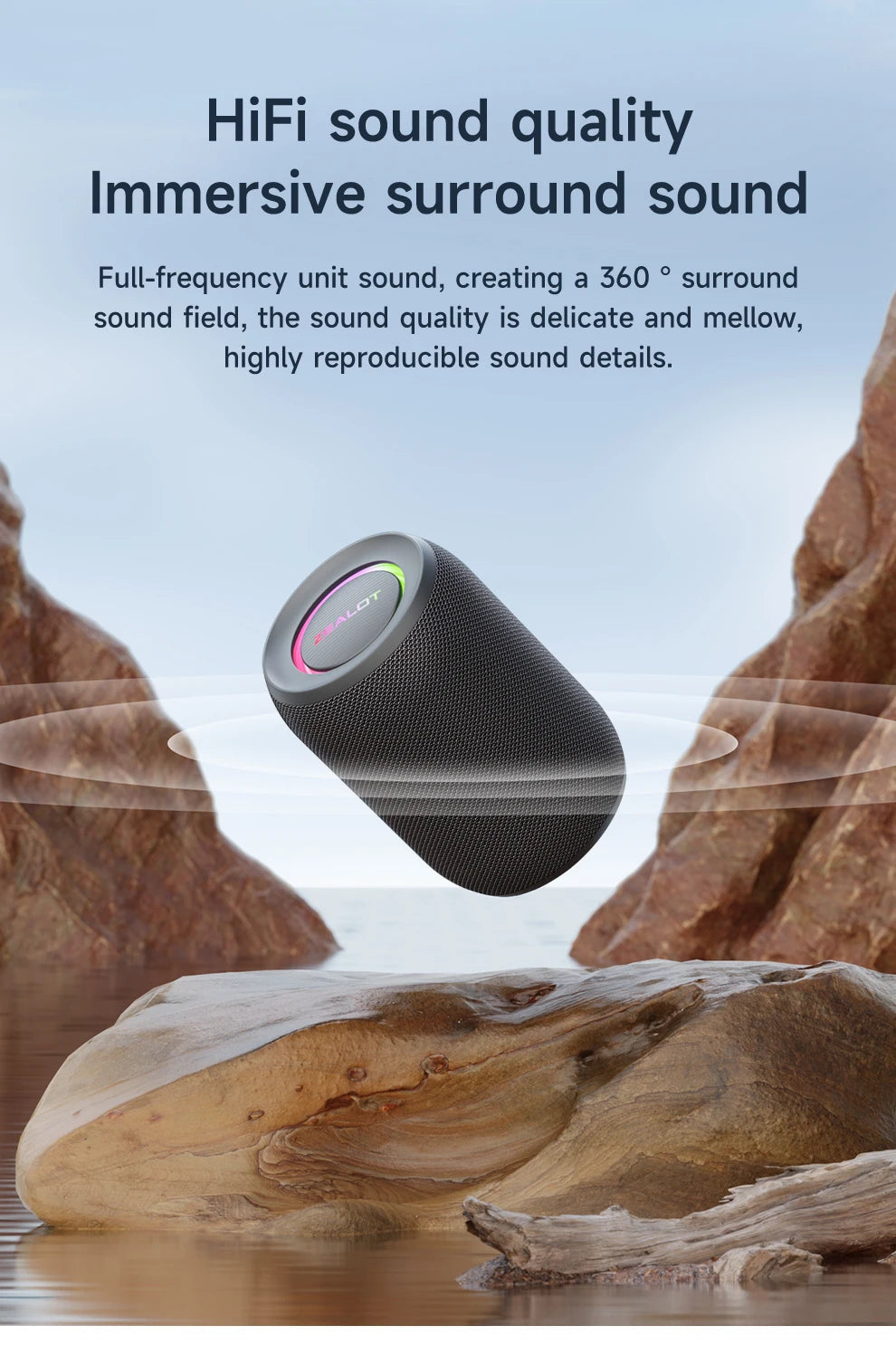 Zealot-S32PRO Powerful Bluetooth Speaker, Bass Wireless, LED Light, Outdoor Speakers, Subwoofer, Waterproof Sound Box Support 