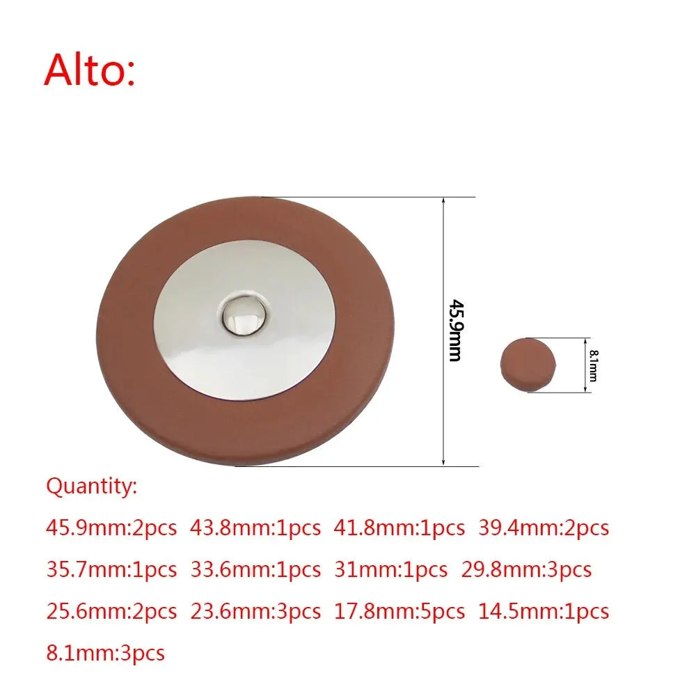Saxophone Replacement Pad Sets — Alto, Tenor or Soprano -> "Zestawy wymiennych poduszek (padów) saksofonu — altowy, tenorowy lub sopranowy"
