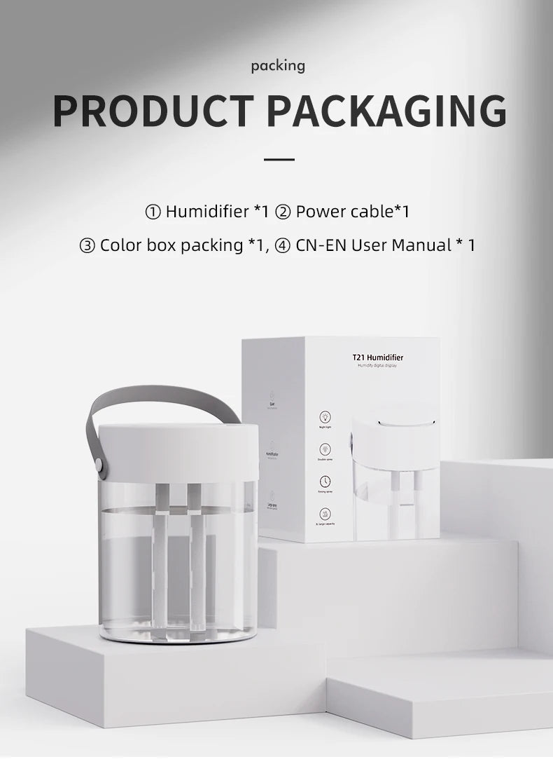 3 L USB Ultrasonic Humidifier with Dual Mist Outlets
