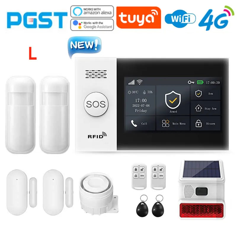 PGST PG-107 4G Tuya trådløs hjemme-WIFI GSM hjemme sikkerhet med bevegelsessensor innbruddslarm system støtter Alexa & Google