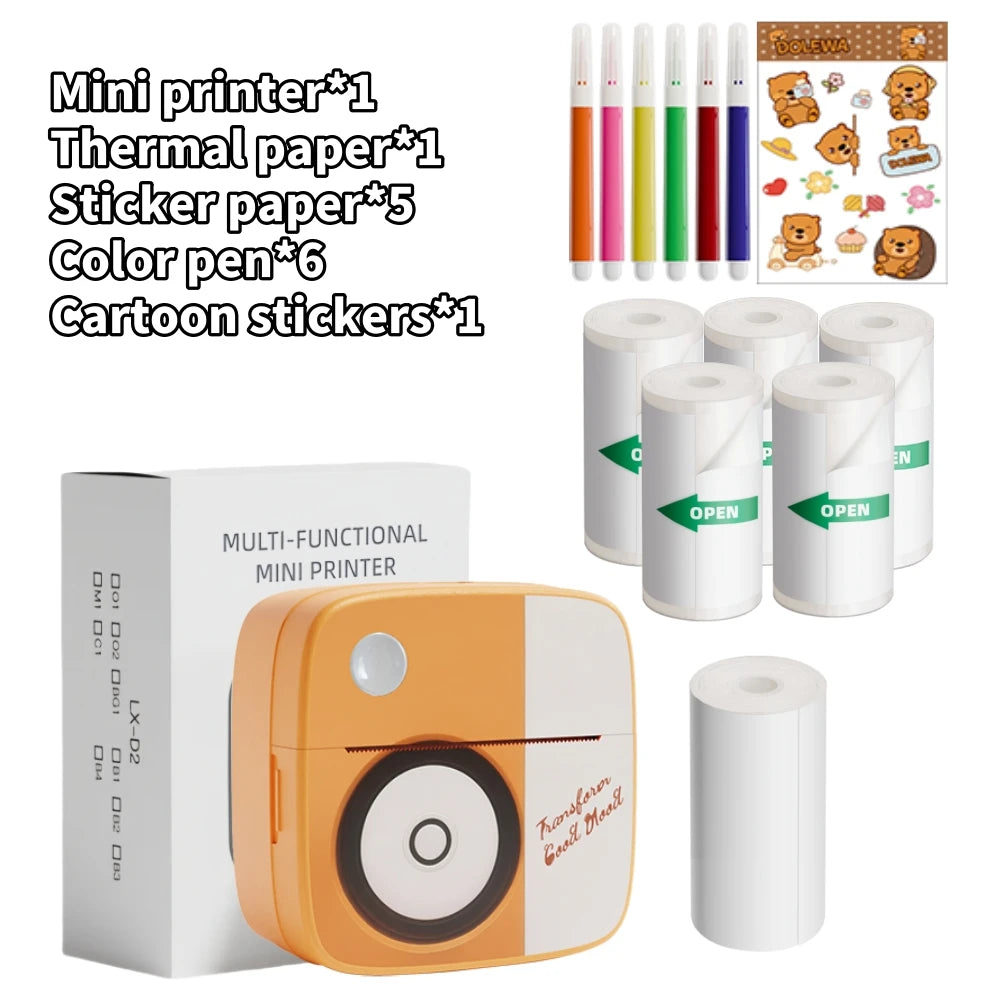 D2-O1 Bluetooth Mini Thermal Printer with Paper Bundles