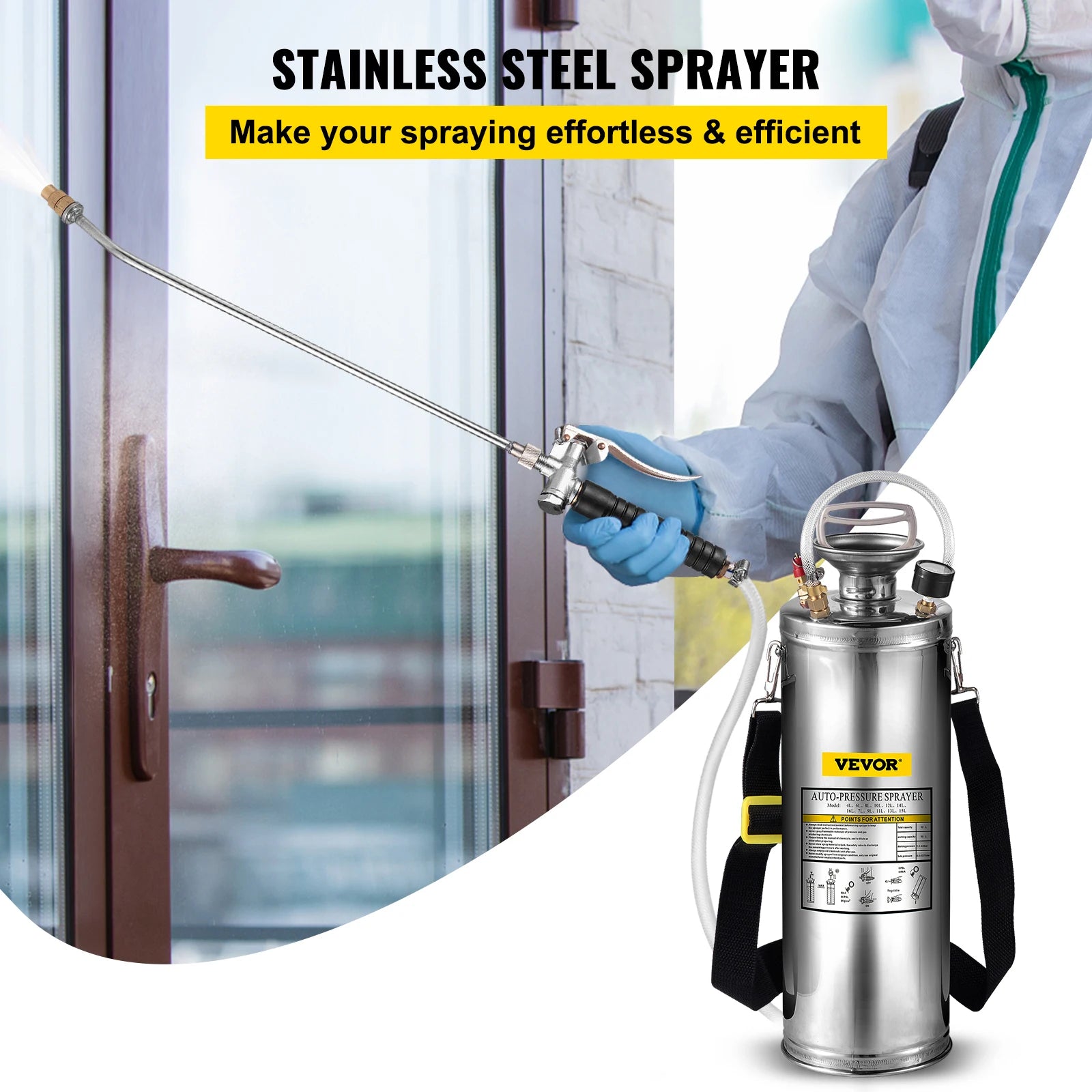 Stainless Steel Hand Pump Sprayer 4–12L Garden & Cleaning Tool