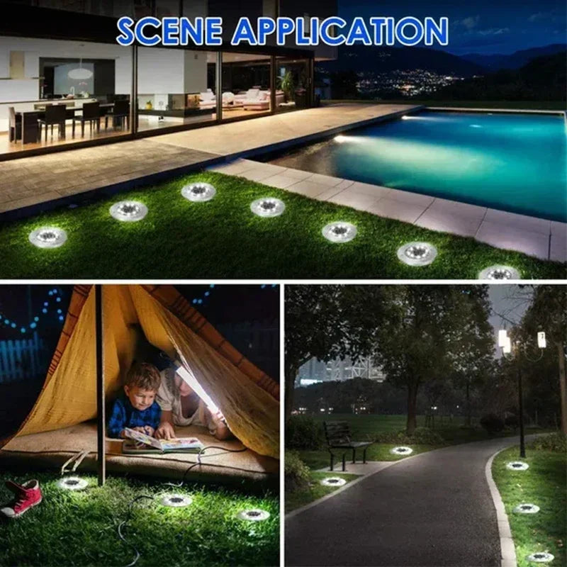 Solar Ground Disc Lights for Garden Decoration