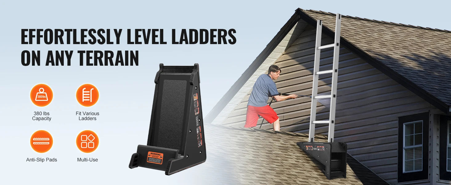 SucceBuy Ladder Levler 380lbs Carico PP Strumento di livellamento per scale Rampino per scale a gradini Stabilizzatore con vano di conservazione Facile da usare Stabile
