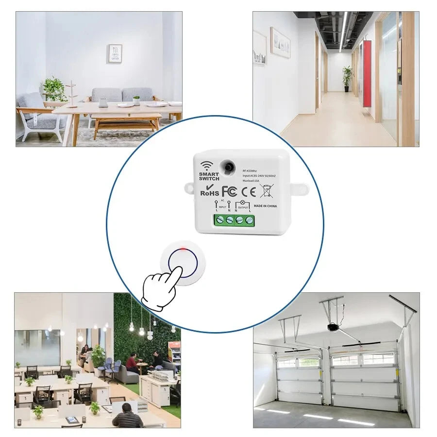 Interrupteur d'éclairage sans fil à télécommande RF 433 MHz