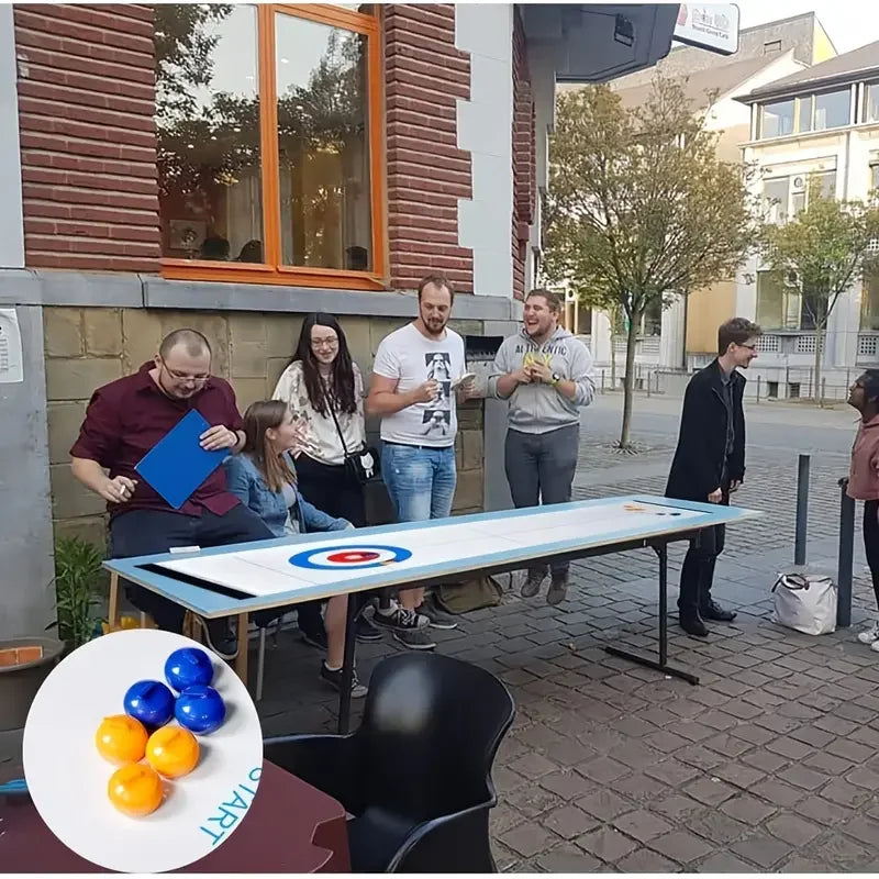 Tabletop Curling Game, Eight- or Sixteen-Stone Options