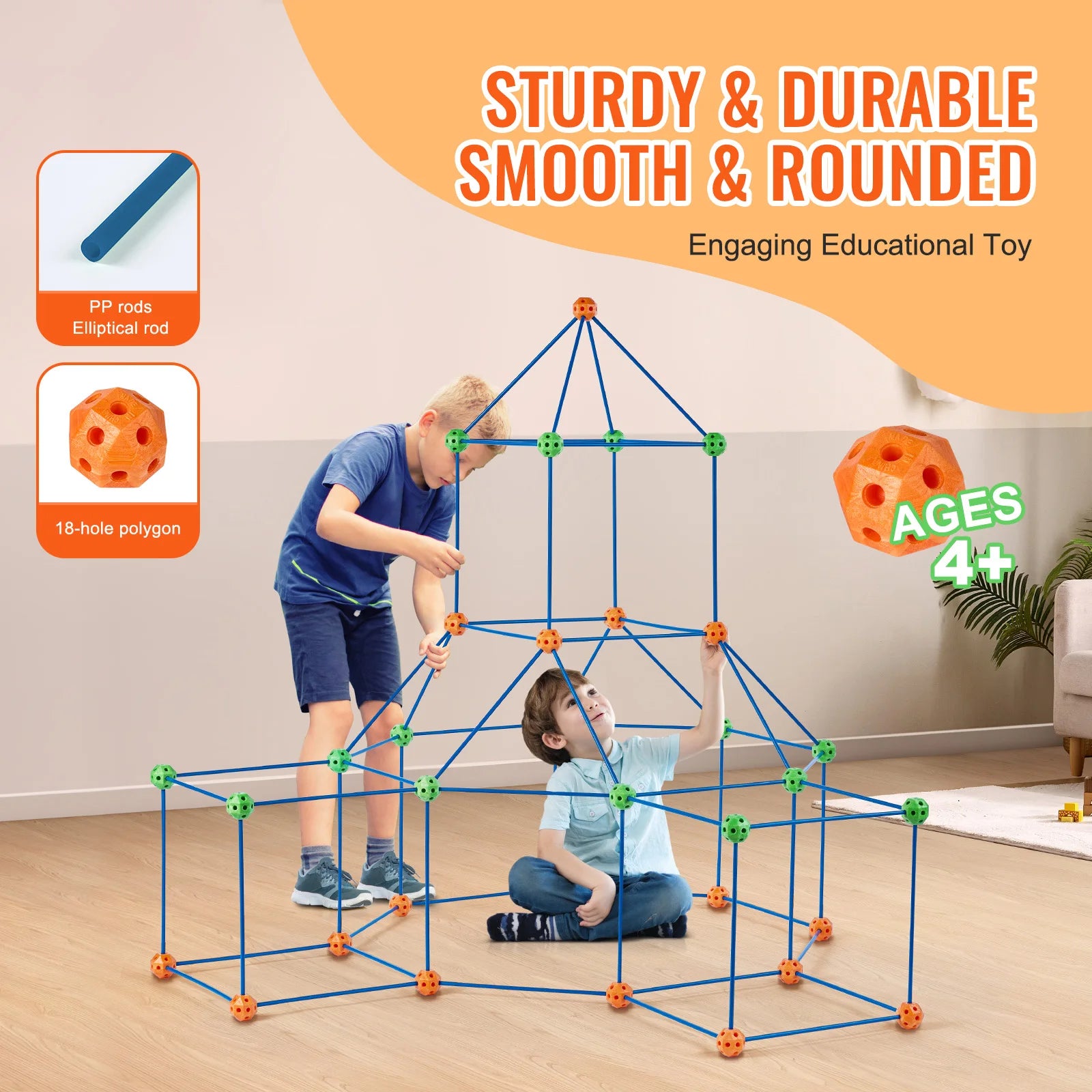 Kids Fort Building Kit with 120 Pieces Creative Indoor Play Set