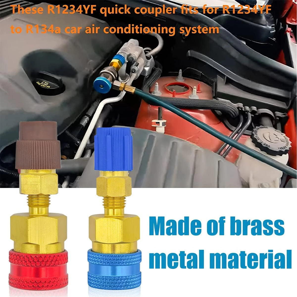 Conectores rápidos de aire 2 piezas R1234YF/R12 a R134A Conectores Adaptadores de aire acondicionado de coche Fitting herramientas de coche