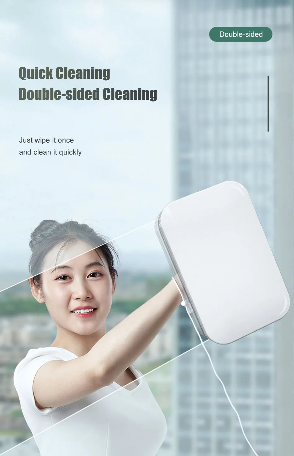 Magnetic Double-Sided Window Cleaner for Glass