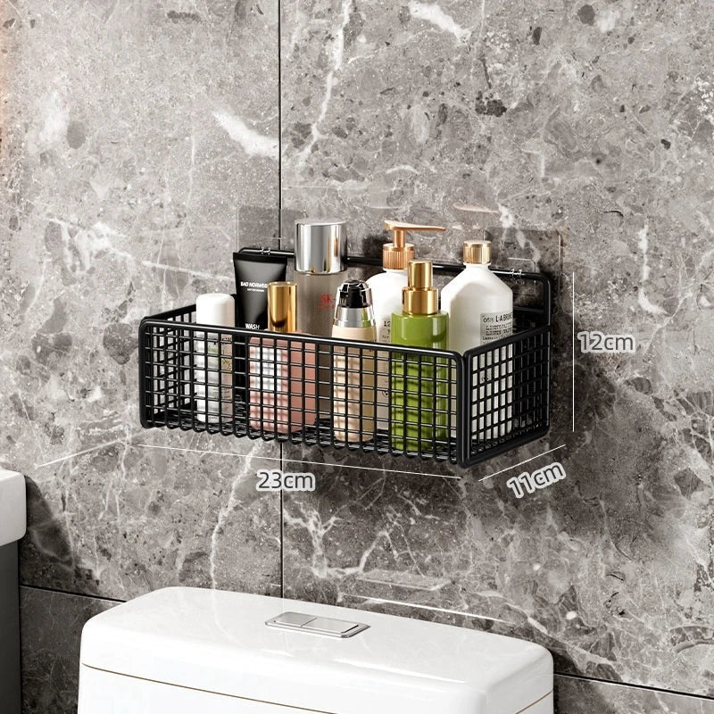 Bathroom Organiser Multifunctional Toiletries Organiser No-Punch Bathroom Shelf Bathroom Kitchen Wall Mount Storage Rack 