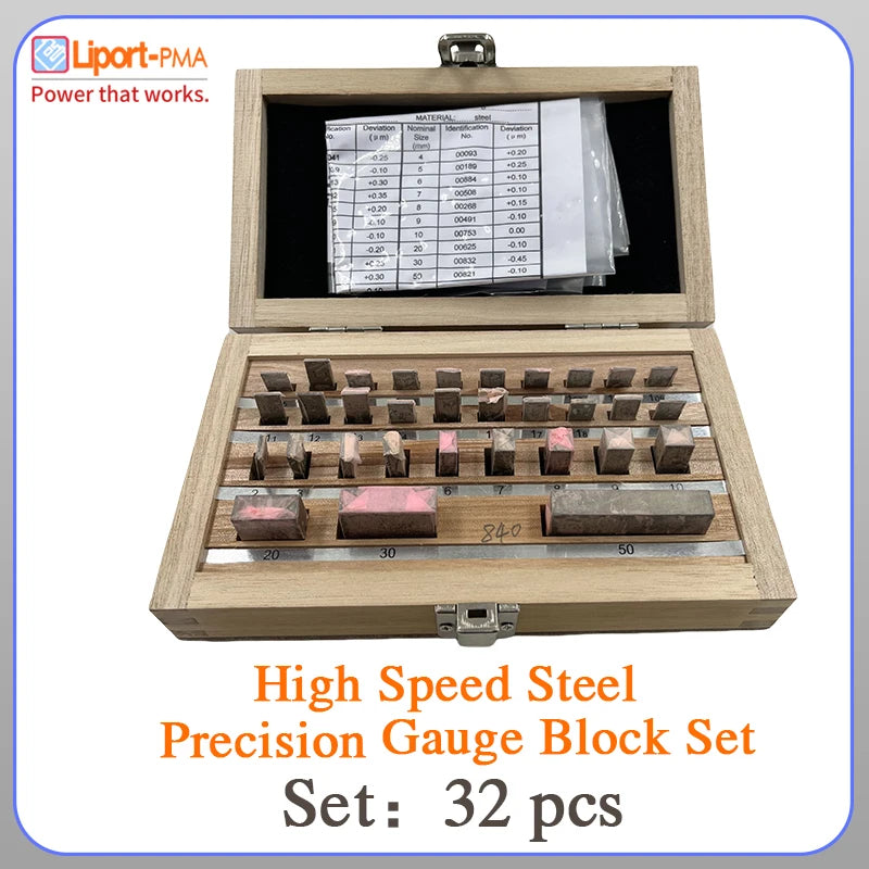 32-Piece Steel Gauge Block Set - Grade Options