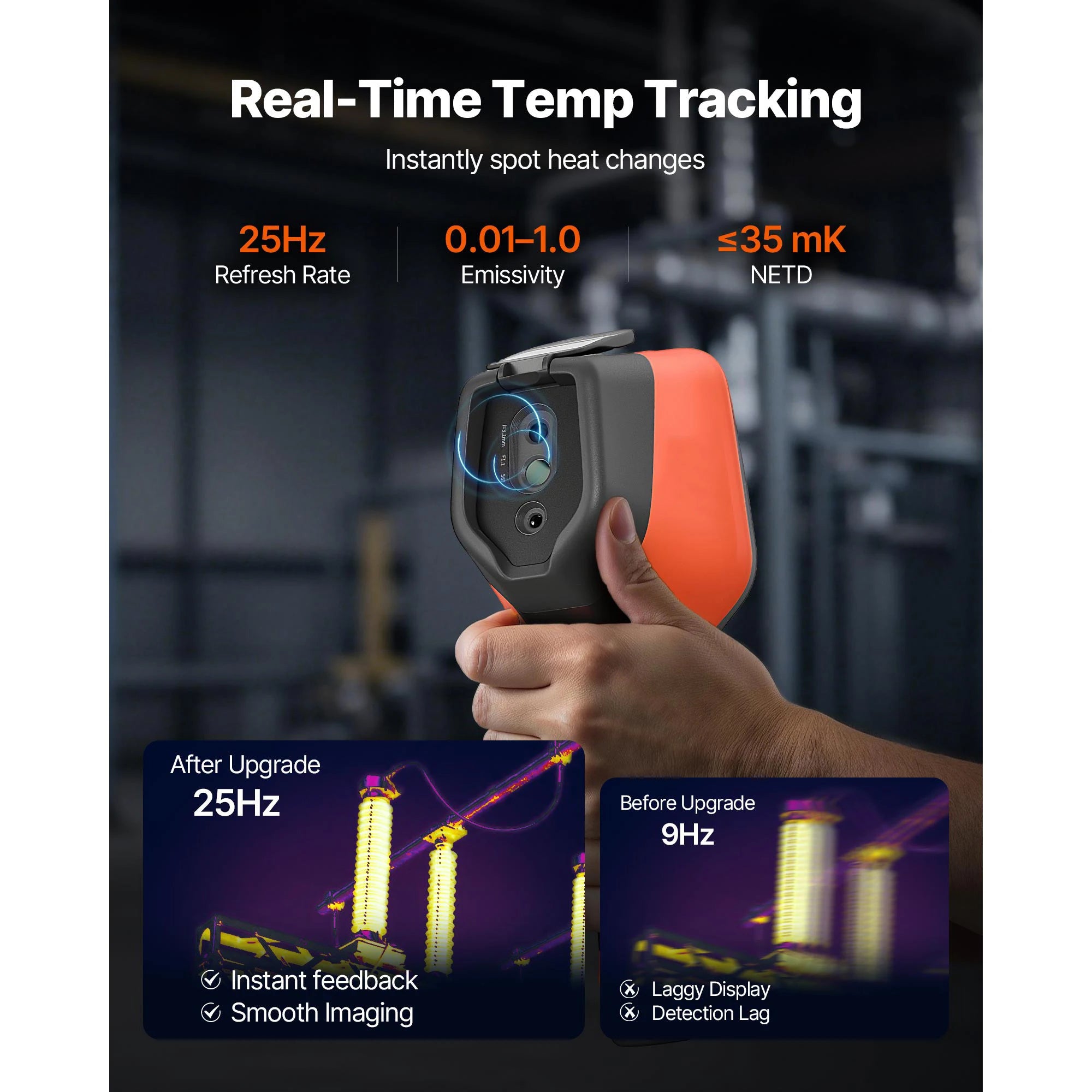 Handheld Thermal Camera 256x192 IR 2MP Visual 25Hz Imager