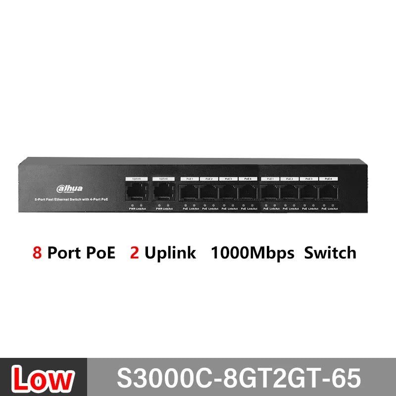 Dahua 4/8/16/24 Port PoE Switch 10/100/1000Mbps Gigabit Fast Ethernet Switch IEEE 802.3 For VTO VTH IP Camera S1300C-4ET2ET-APWR 