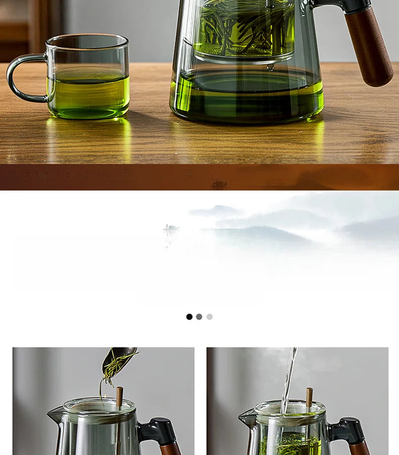Tea Ceremony Culture Large Capacity Dividing Teacup Removable Glass Inner Tank Home Tea Water Separation Filter Teacup 