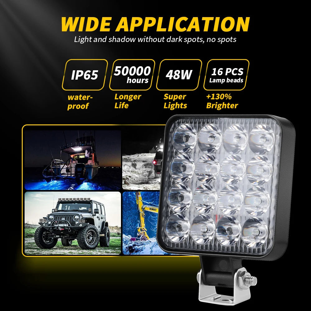 48W 16 LED 12V 24V LED Work Light Bar