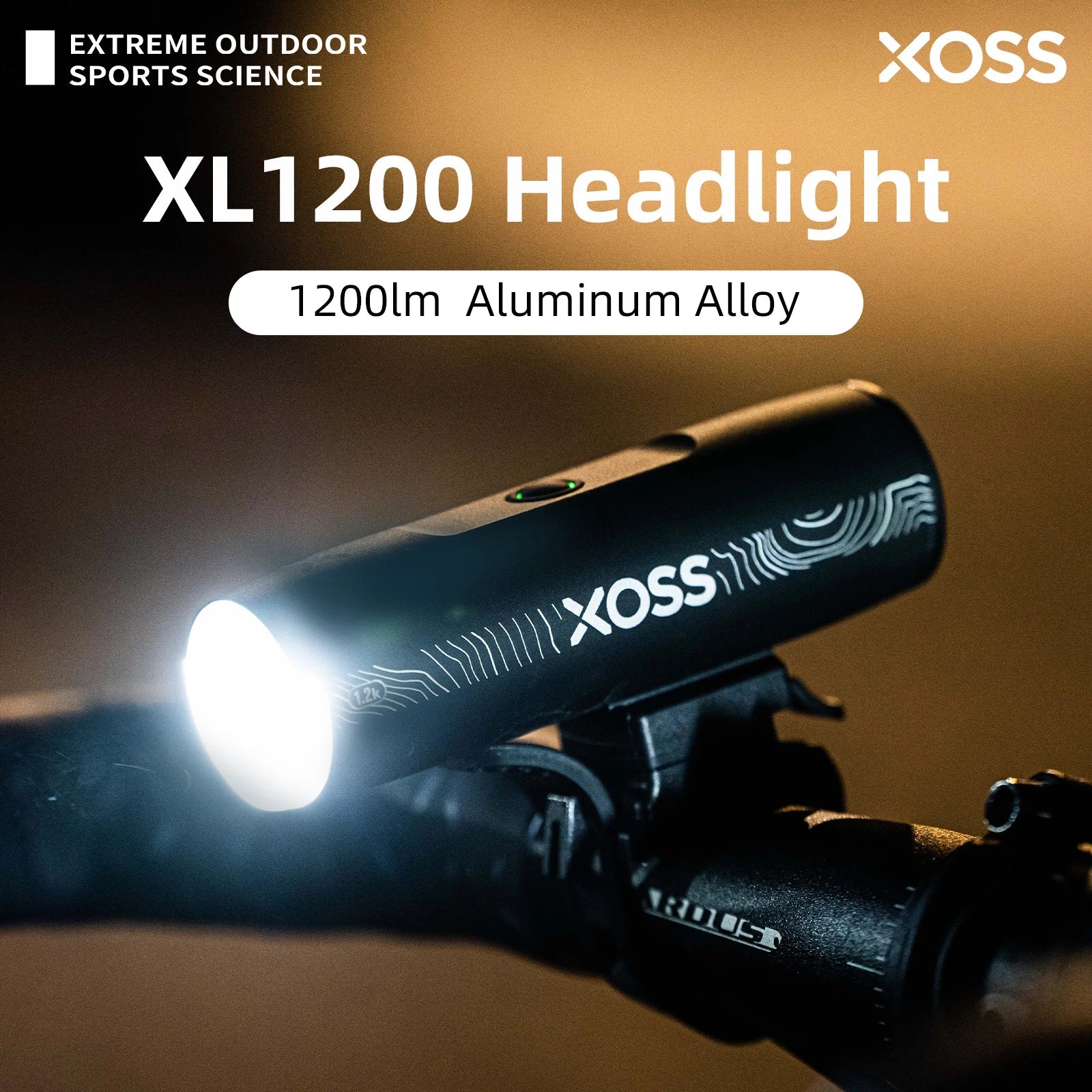 XOSS XL1200 Headlight 200-1200 Lm  Bike Light Waterproof Rechargeable Front Lamp Bicycle Light Aluminum Ultralight Flashlight 
