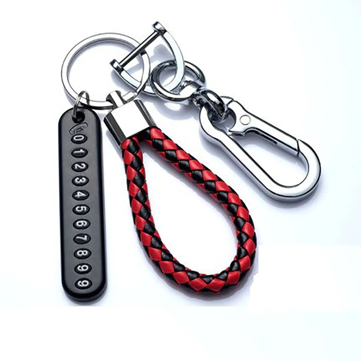 Trendy DIY Mobile Phone Number Plate Pendant Keychain for Men Punk Simple Woven Leather Rope Anti-lost Car Key Chain Accessories 