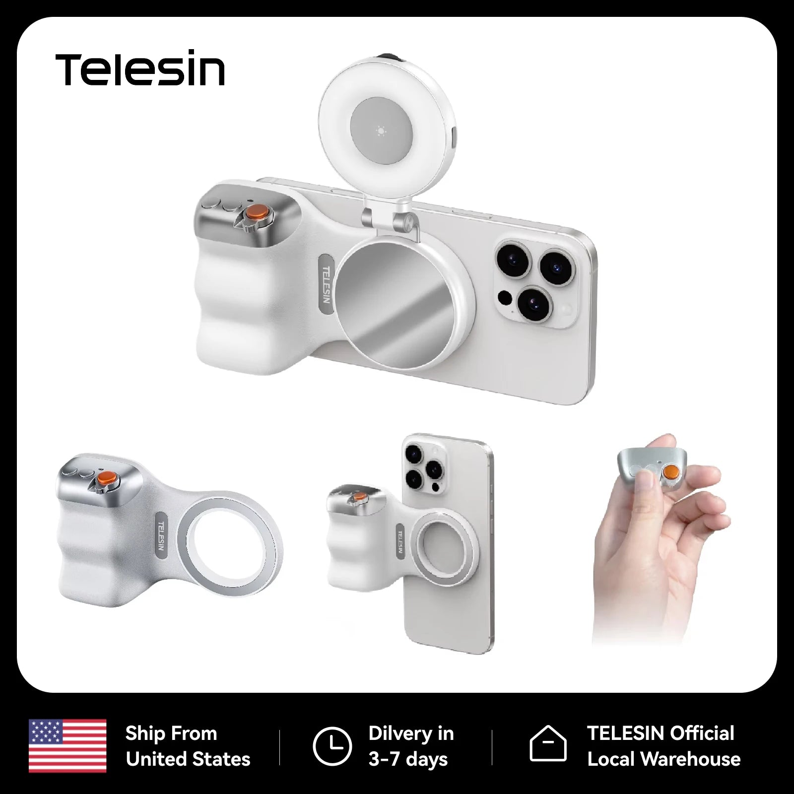 Poignée magnétique pour téléphone avec télécommande et contrôle Bluetooth