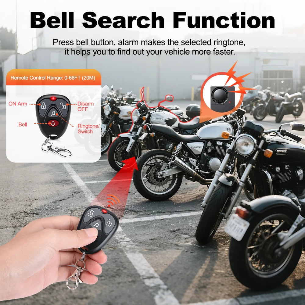 Awapow Wireless Vibration Bike Alarm With Remote Control Anti-Theft Door And Window Alarm 110dB Loud Home Bicycle Security 