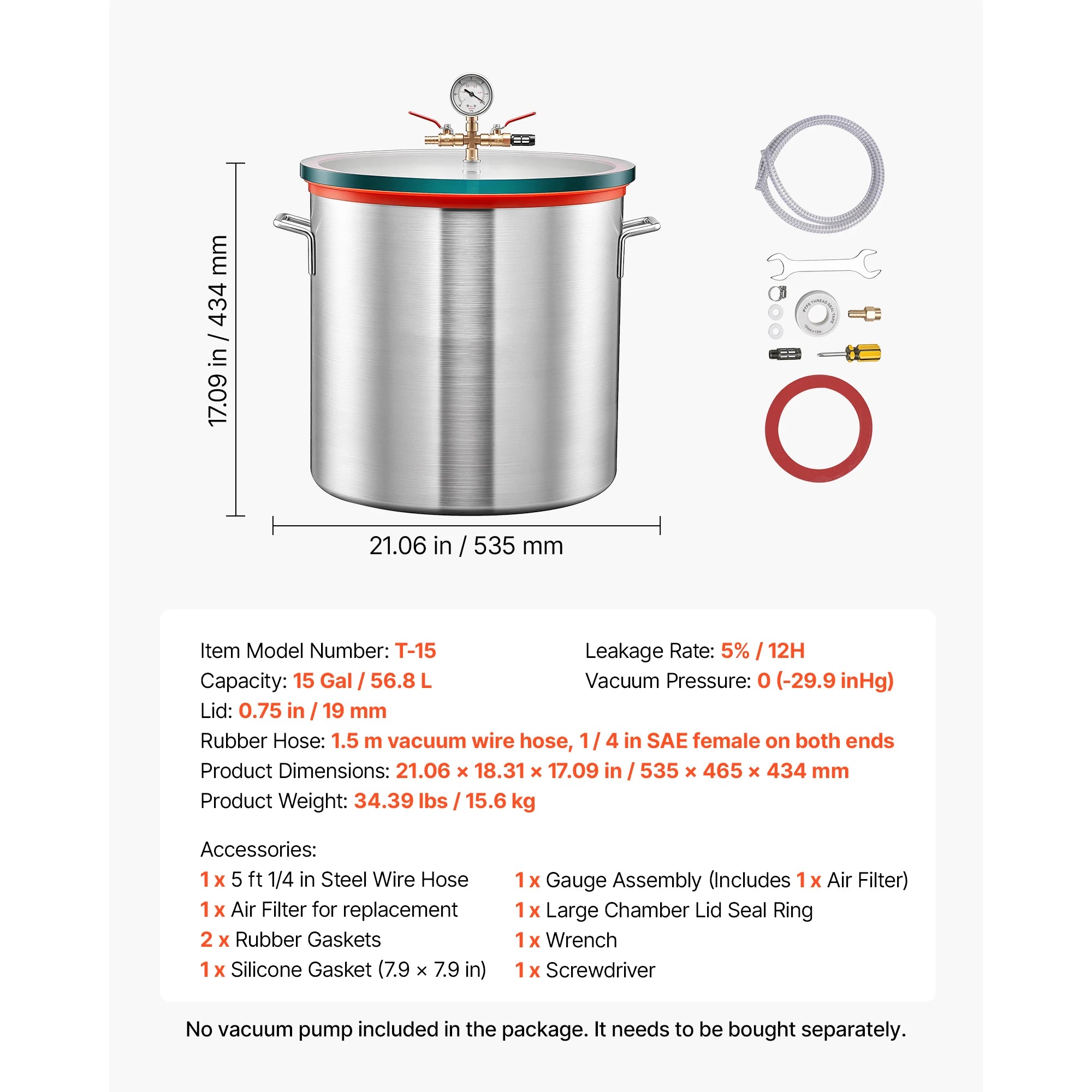 Cameră de degazare sub vid pentru rășină, lemn și silicon (1,5–15 Gal)