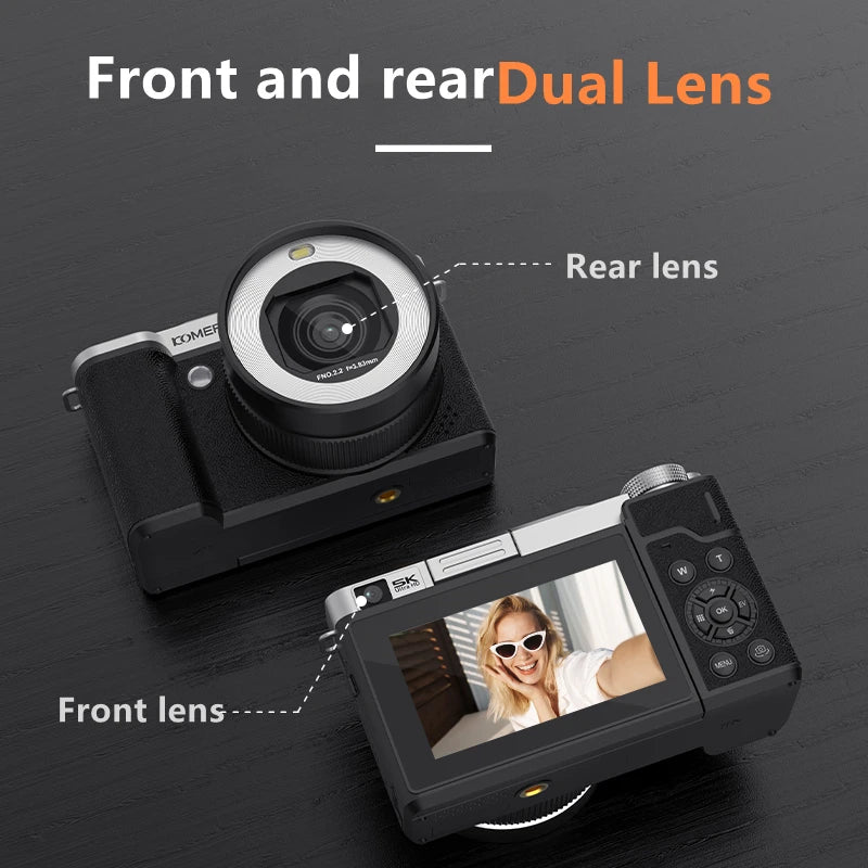 5K Digital Camera 80MP Dual Lens with Flip Screen & WiFi